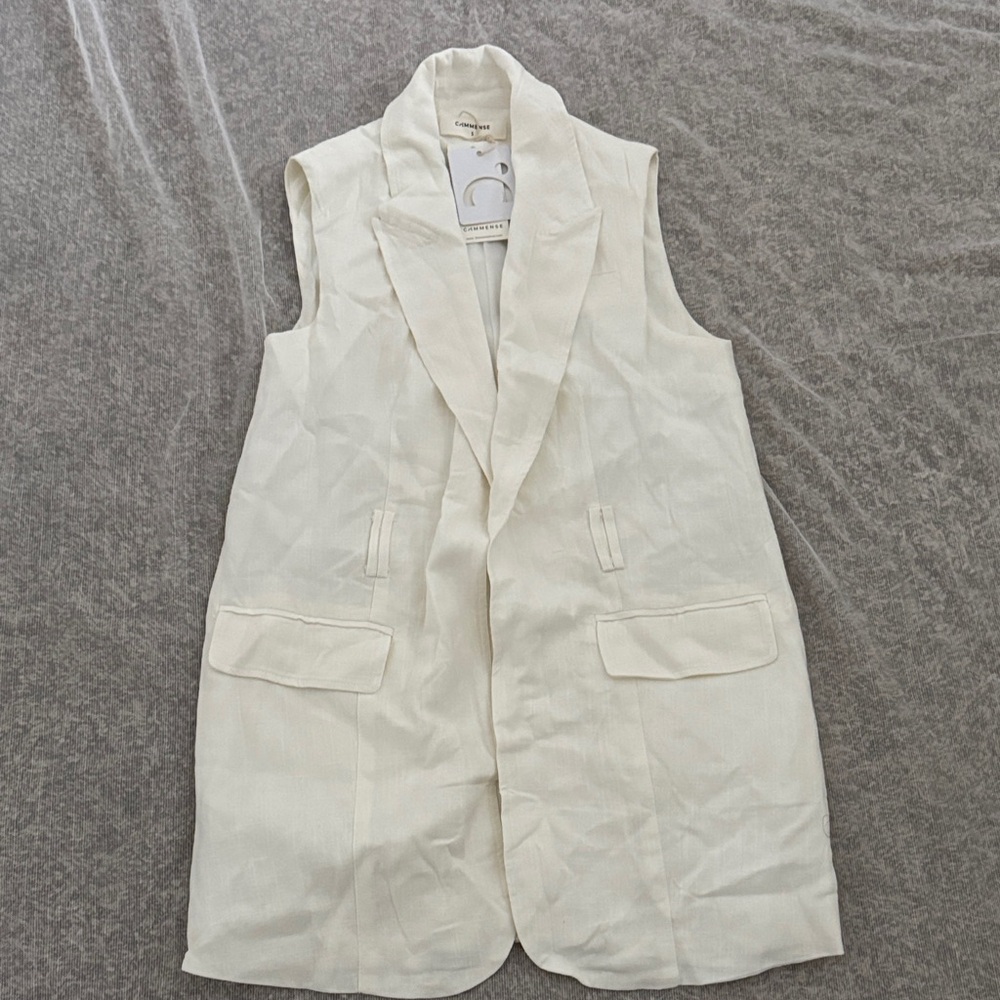 Elegant Cream Sleeveless Blazer Dress